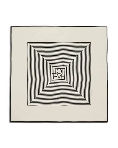 Totême Centered Monogram Silk Scarf Macadamia In Pattern