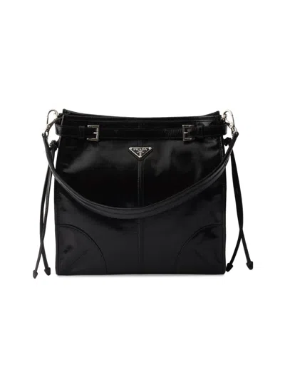 Prada Shoulder Bag Top Handle Smooth Finish In Black