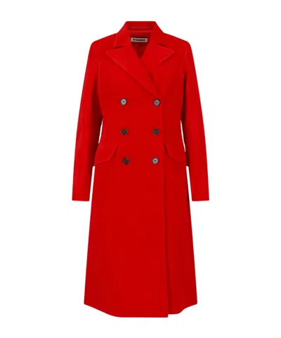 Jil Sander Tailored Coat Back Vent Double Breasted Lapels In Red