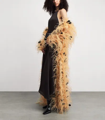 Lapointe Embellished Feather Overcoat In Yellow