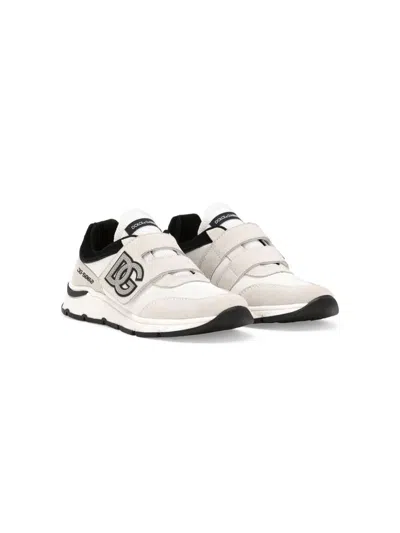Dolce & Gabbana Boys Dg Velcro Strap Trainers In White