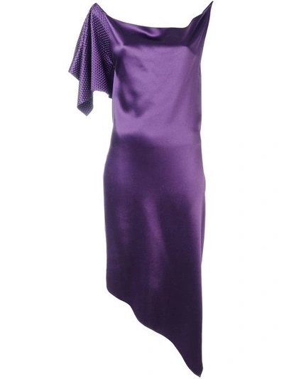 Shop Area Draped One Sleeve Dress In Purple