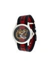 Gucci Le Marché Des Merveilles 38mm Striped Fabric Watch In Red