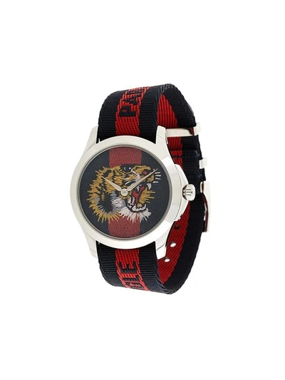 Gucci Le Marché Des Merveilles 38mm Striped Fabric Watch In Red | ModeSens