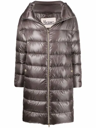 Herno Matilde Midi Down Jacket In Brown