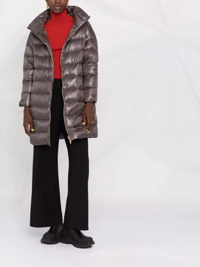 Herno Matilde Midi Down Jacket In Brown