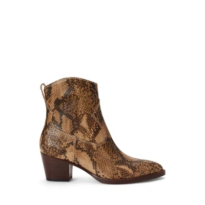 Ralph Lauren Harpher Python-embossed Leather Bootie In Tan Multi In Multi