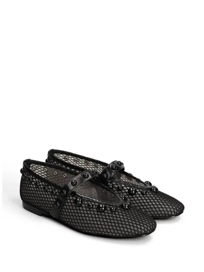 Bibi Lou Stud-embellished Mesh Ballet Flats In Black