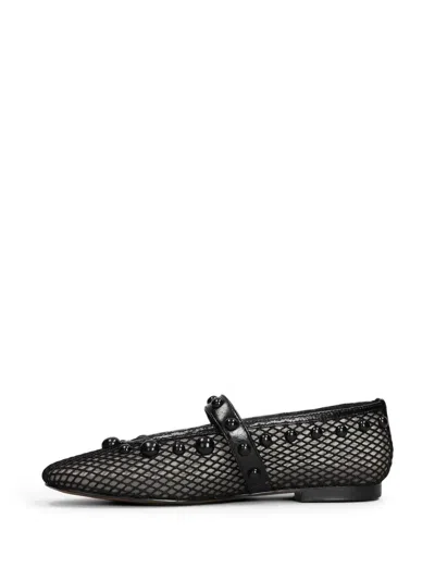 Bibi Lou Stud-embellished Mesh Ballet Flats In Black