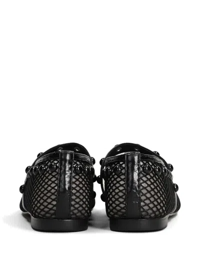 Bibi Lou Stud-embellished Mesh Ballet Flats In Black