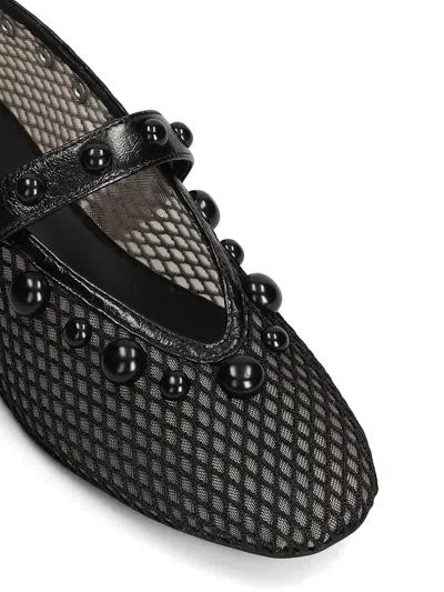Bibi Lou Stud-embellished Mesh Ballet Flats In Black