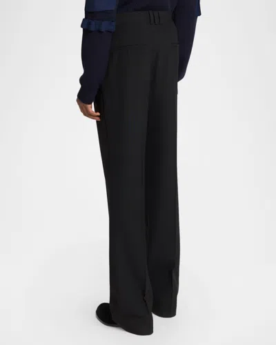 Balmain Navy Blue Twill Pant In Black