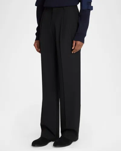 Balmain Navy Blue Twill Pant In Black