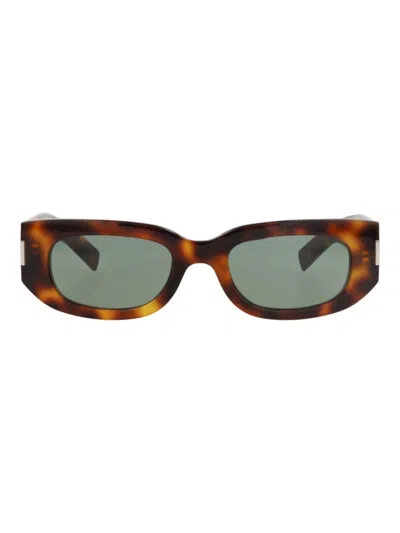 Saint Laurent Rectangle-frame Sunglasses In Brown