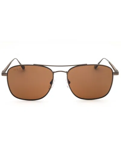 Web Titanium Rectangular Men's Sunglasses In Brown