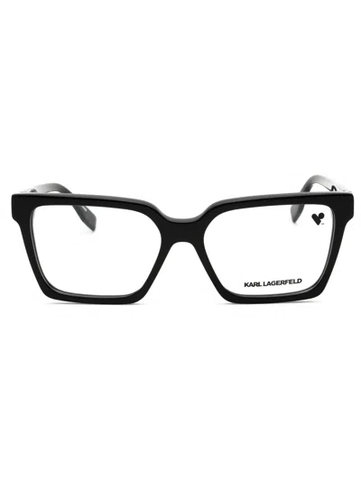 Karl Lagerfeld Rectangular Designer Eyeglasses For Men In Black