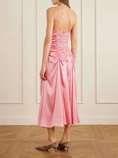 Khaite Womens Azalea Raina Ruched Silk Dress In Pink