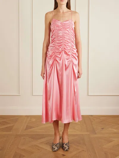 Khaite Womens Azalea Raina Ruched Silk Dress In Pink