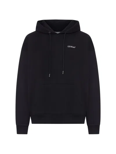 Off-white Half Arrows Graphic Pullover Hoodie With Drawstring Hood In Black