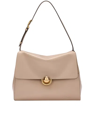 Furla Domus M Structured Neutral Leather Shoulder Bag In Brown