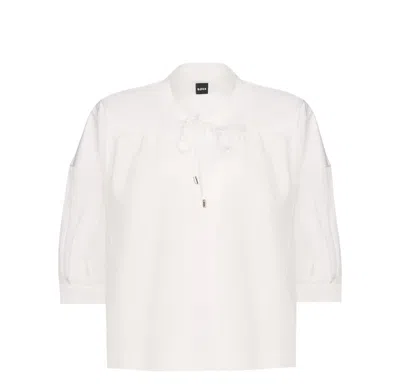 Hugo Boss Boss Bollana High-low Pullover Top In White