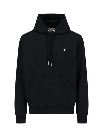 Ami Alexandre Mattiussi Ami Paris Heartfelt Pullover Hoodie For Men In Black