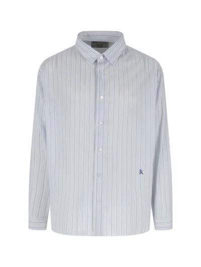 Ranra Stripe-pattern Logo-embroidered Shirt In Blue