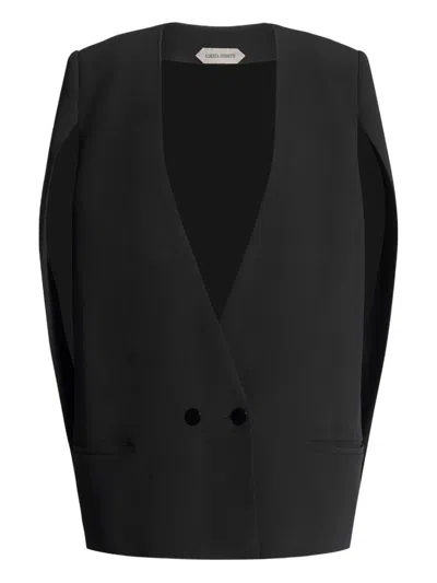 Alberta Ferretti Black Structured Sleeveless Viscose Jacket In Multi