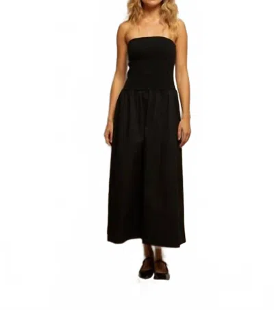Perfectwhitetee Kai Woven Poplin Strapless Dress In True Black