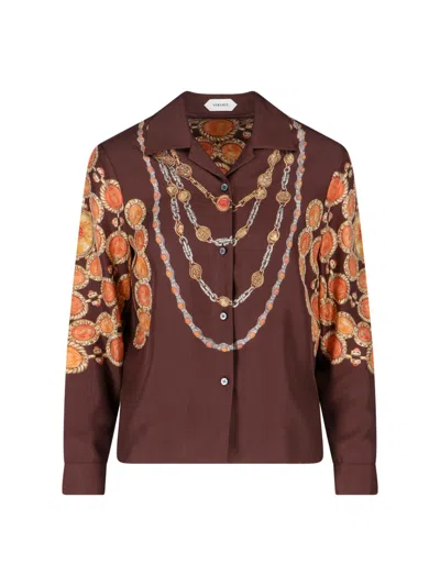 Versace Shirt Printed Shirt Look 62 Brown With Printed Silk Motif For Women