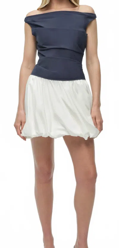 Simkhai Multicolor Salina Mini Dress With Boat Neckline And Bubble Skirt In Cotton Blend Woman In Blue