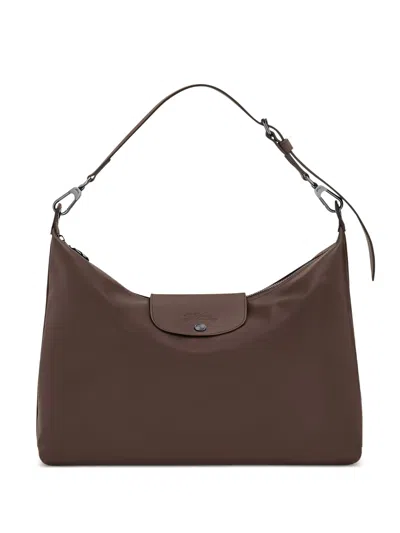 Longchamp Rectangular Brown Shoulder Bag With Adjustable Strap In Brown