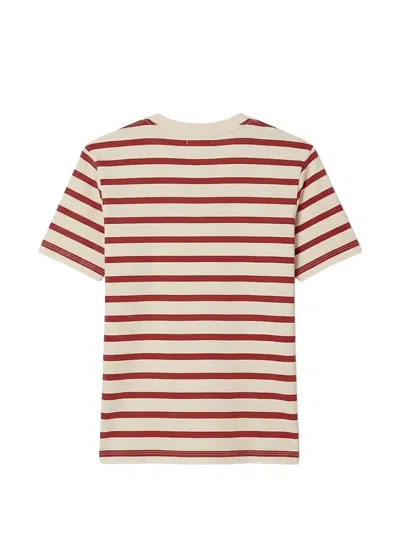 Tory Burch Striped Logo-patch T-shirt In Multi