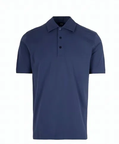 Herno Navy Blue Solid Polo In Animal Print