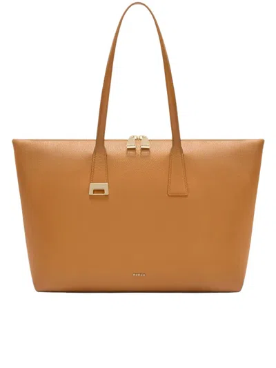 Furla Olivia Borsa Shopping L Tabacco Marrone Pelle Di Vitello Granata Donna In Brown