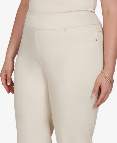 Ruby Rd. Plus Size Embroidered Cutout Denim Ankle Pants In Gray