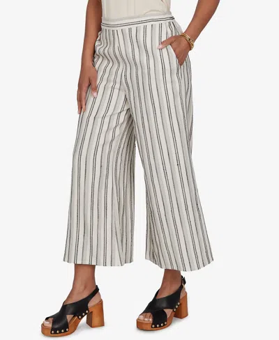 Ruby Rd. Petite Textured Stripe Elastic Waist Cropped Pants In Multi