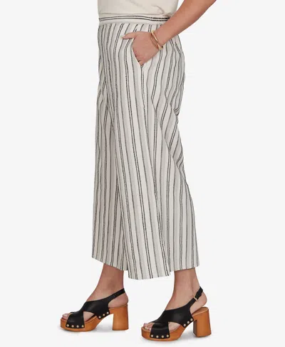 Ruby Rd. Plus Size Textured Stripe Elastic Waist Cropped Pants In Multi