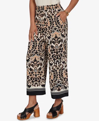 Ruby Rd. Petite Damask Textured Elastic Waist Pants In Multi