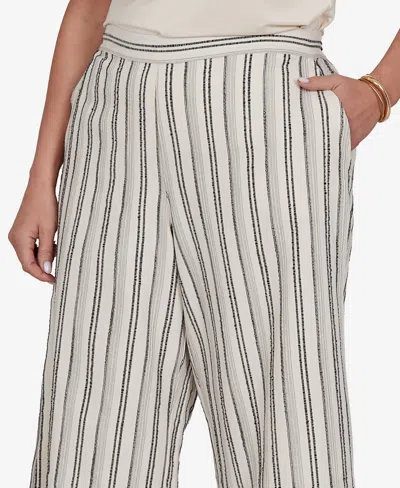 Ruby Rd. Plus Size Textured Stripe Elastic Waist Cropped Pants In Multi