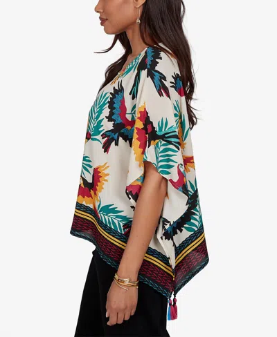 Ruby Rd. Petite Paradise Birds Printed Crepe Blouse In Multi