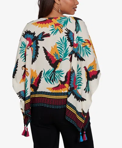Ruby Rd. Petite Paradise Birds Printed Crepe Blouse In Multi