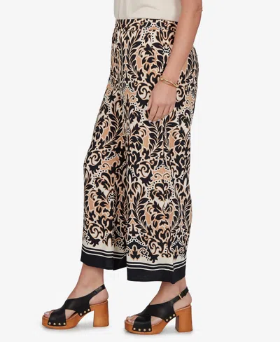 Ruby Rd. Plus Size Damask Textured Elastic Waist Pants In Multi