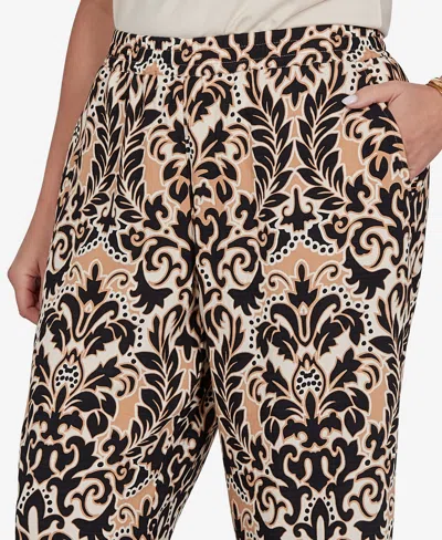 Ruby Rd. Plus Size Damask Textured Elastic Waist Pants In Multi
