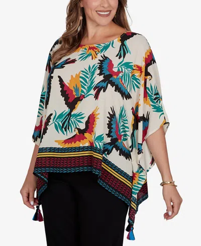 Ruby Rd. Plus Size Paradise Birds Printed Crepe T-shirt In Multi