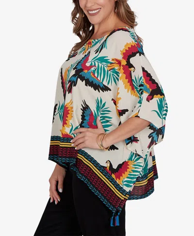 Ruby Rd. Plus Size Paradise Birds Printed Crepe T-shirt In Multi