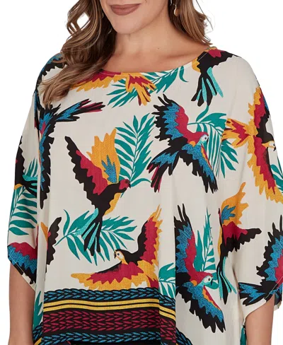 Ruby Rd. Plus Size Paradise Birds Printed Crepe T-shirt In Multi