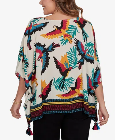 Ruby Rd. Plus Size Paradise Birds Printed Crepe T-shirt In Multi