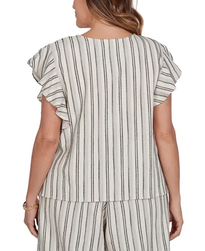 Ruby Rd. Plus Size Flutter Sleeve Textured Stripe Top In Multi