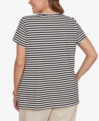 Ruby Rd. Plus Size Embellished Toucan Stripe Knit T-shirt In Multi